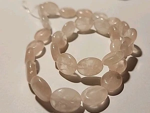 Rose Quartz Smooth Oval Shape 14mm Beads 15" Strand 29 Beads Side Drilled - Picture 1 of 8