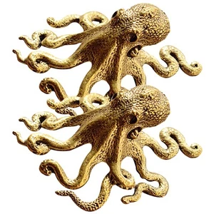 2 Pcs Ornamenti Di Polpo Rame Ornamento D'epoca Figure in Ottone - Foto 1 di 10