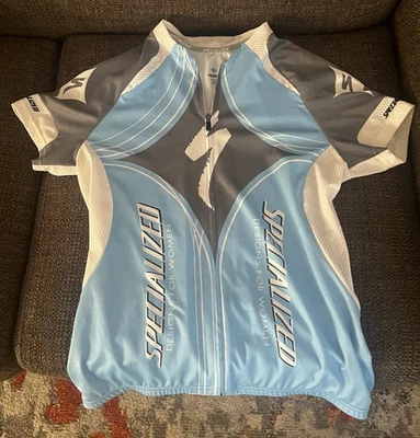 Jersey Specialized Para Mujer S/S Ciclismo Cremallera Completa Azul Gris y Blanco Talla XL Foto 1 de 4