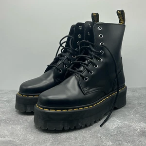 Dr. Martens Black Jadon Boot Smooth Leather Platforms Shoes Air Wair Size 38 - Picture 1 of 16