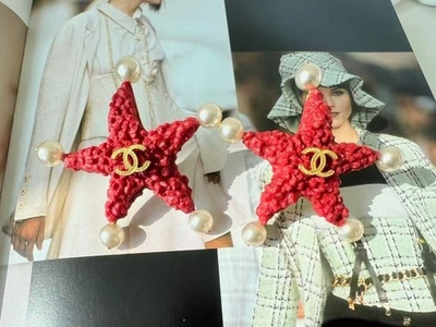 Ultra rare vintage Chanel red lava starfish earrings 1993 - Image 1 of 4