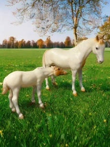 Breyer 1995 Pinto Sauerampfer Medizin Hut Stute & Mutterfohlen Set 3180 / 3155FO - Bild 1 von 6