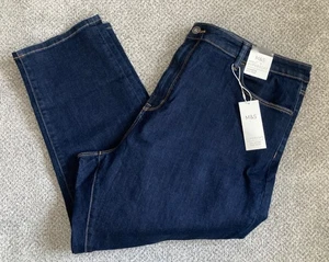 NEW M&S Ladies Dark Indigo Harper Supersoft Cigarette Jeans Size 18S/22R/24S/24R - Picture 1 of 3