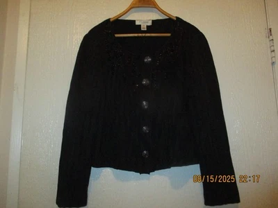 New St John Evening Black Beaded Front Womens Size 12 Blazer (Mexico)  SALE - Image 1 of 4