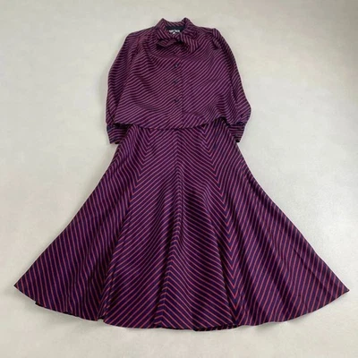 Falda acampanada a rayas Christian Dior Set-Up pajarita talla 11 aprox. L Navy W4415 Foto 1 de 4