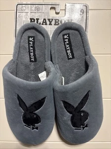 Playboy Bunny Memory Foam Pantofole Grigio da Interno Esterno Scivoli Taglia Large 11-12 - Foto 1 di 9