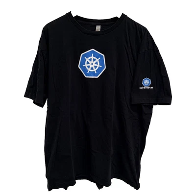 Kubernetes Logo T-Shirt DevOps Cloud Native Tee Tech Mens XL Black - Image 1 of 4