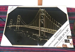 Neuer Vintage gerahmter schwarz-goldener Spiegel/San Francisco-Oakland Bridge - Bild 1 von 7