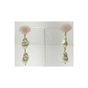 Banana Republic Women's Resin Pink Seashell Pearl Drop Earrings NWT 35 - Picture 1 of 14