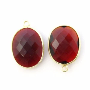 Colgante Bisel Piedras Preciosas - 14x18mm Facetado Ovalado - Cuarzo Granate (2 Piezas) - Imagen 1 de 2