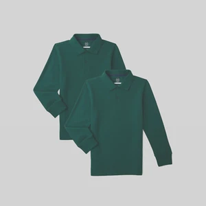 Wonder Nation Boys School Uniform L/S Pique Polo Shirt, 2 Pk, Green, Medium (8) - Picture 1 of 3