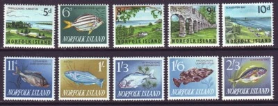Norfolk Island 1966 SC 49-60 MNH Set Fish, Scenery - Image 1 of 3