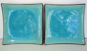 World Market Turquoise Plates Trays Square 7.5 x 7.5" Microwave Dishwasher Safe  - Picture 1 of 6