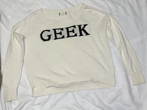 Fifty Street Off Shoulder Sweater Cream Black Size Large Geek - Picture 1 of 4