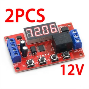 2PCS DC 12V 10A Adjustable Time Delay Relay Module LED Digital Timer Switch - Picture 1 of 10