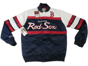 New Boston Red Sox Mens Mitchell & Ness Heavy Weight Satin Jacket Coat $140 - Picture 1 of 11