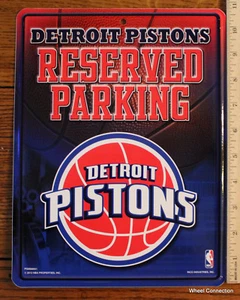 Detroit Pistons NBA. Metal Reserved Parking Wall Sign Basketball 11" X 8 1/2" - Picture 1 of 5