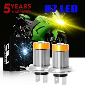 For Kawasaki Ninja 250r 2008-2012 3000k Yellow H7 LED Motorcycle Headlight Bulbs - Bild 1 von 13
