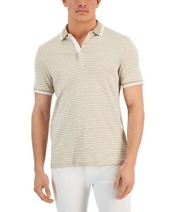 Michael Kors Men's Greenwich Short Sleeve Stripe Polo Shirt Oatmeal, XL