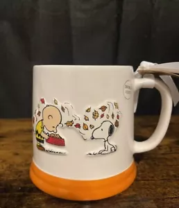 Rae Dunn Peanuts Snoopy And Charlie Brown THANKFUL Double Sided Fall Mug NEW - Picture 1 of 4