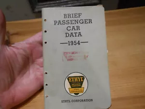 1954 BRIEF PASSENGER CAR DATA POCKET GUIDE from ETHYL GASOLINE CORP - Picture 1 of 7