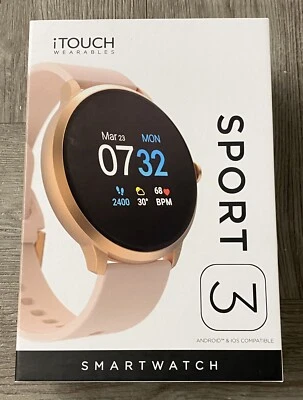 iTouch Sport 3 Smartwatch Fitness Tracker: Rose Gold Case with Blush Strap (NEW) - Image 1 of 4