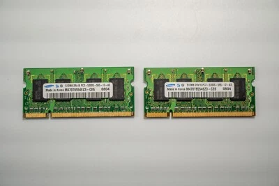 2x512BM Samsung M470T6554EZ3-CE6 PC2-5300S DDR2 - Laptop Memory RAM for Mac & PC - Image 1 of 2