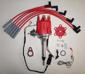 Distribuidor HEVY INLINE 6 cilindros 194-216-235 rojo HEI y cables enchufables de tapa pequeña - Imagen 1 de 4