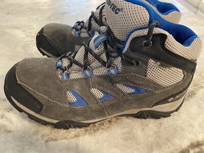 Hi-Tec Sz 5 37 Big Kids Logan Waterproof Hiking Boots Shoes Blue Gray Lace Up - Image 1 of 4
