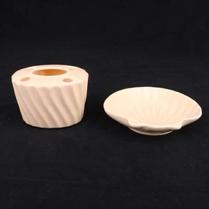 Vtg Cream Off White Plastic Toothbrush Holder & Shell Soap Dish - Picture 1 of 6