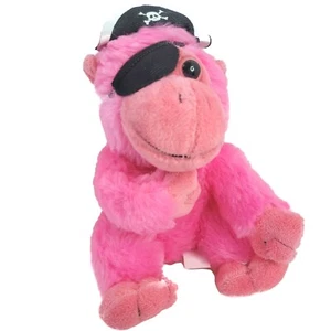 Der Streichelzoo Pirat Affe Schimpanse Affe Plüschtier 7 Zoll rosa schwarzer Hut Augenklappe - Bild 1 von 8