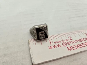 Art Deco Signet Onyx Sterling Silver Band Ring Sz 9.5 Men Initial “S” FREE SHIP - Picture 1 of 3