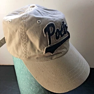 Berretto da baseball sportivo Polo Ralph Lauren marrone vintage con logo in feltro navy OSFA - Foto 1 di 5