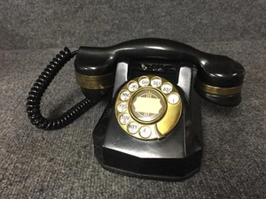 Vintage Monophon Automatik Elektrotelefon Telefon Modell 34 schwarz mit Goldbändern - Bild 1 von 10