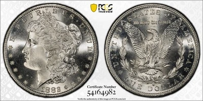 1882 年 S 版摩根银元,MS67,PCGS 金盾 (10586) — 第 1/4 张图片