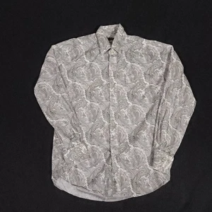 Stetson Western Pearl Snap Shirt Mens Medium Gray Paisley Cowboy Rodeo Cotton - Picture 1 of 17