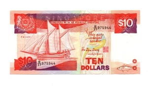 10 DOLLARS EXTRA FINE CRISP BANKNOTE FROM SINGAPORE 1988 PICK-20 - Picture 1 of 2