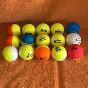 15 Srixon Q-Star Tour Divide multi color used balls Clean On Ink Or Marks - Picture 1 of 4