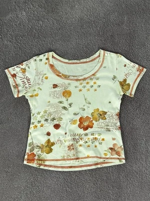 Camiseta corta bonita con diseño floral estilo glamour histérico Y2K Foto 1 de 4