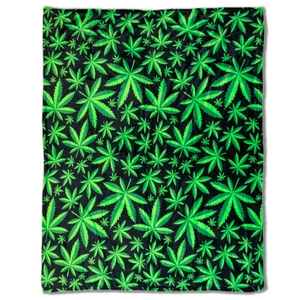 MJ Leaves 50x60in Soft Plush 420 Leaf Pattern Bedroom Sofa Couch Throw Blanket - Picture 1 of 8