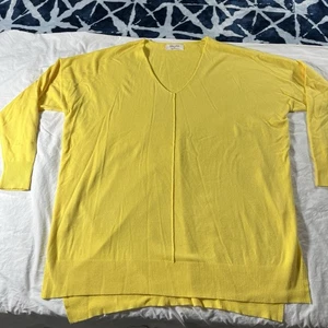 Suéter Zenana para mujer cuello en V amarillo suave talla 1X - Imagen 1 de 8