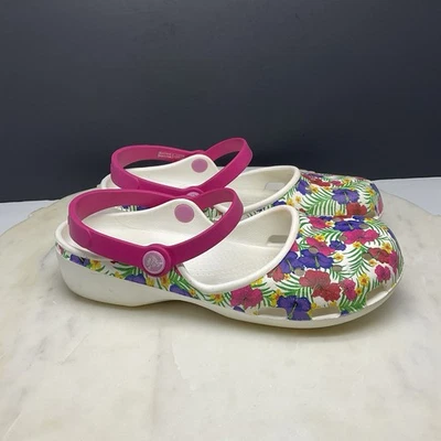 Crocs Karin Graphic Clogs Womens Size 8 Mary Jane Tropical Floral Print Shoes - Image 1 of 4