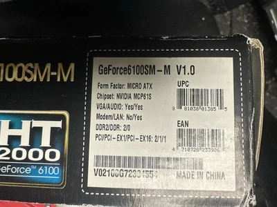 ECS HT2000 GeForce 6100SM-M (V1.0/1.0A) Motherboard + Accessories- NEW - Image 1 of 4