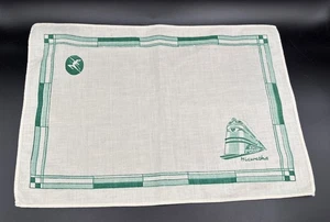 Vintage 1930s Hiawatha Railroad Linen Placemat Napkin Towel Art Deco Train Logo - Picture 1 of 7