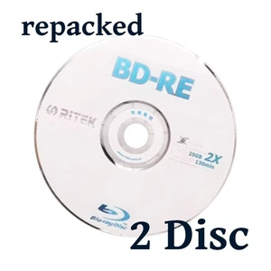 Ritek Blu-ray 25GB BD-RE 2x Re-writable 25 GB Blank Rewritable - 2 Discs - Picture 1 of 1