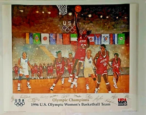1996 Olympics Women Basketball Team Poster Lobo Swoopes Leslie Staley McGhee - Picture 1 of 4