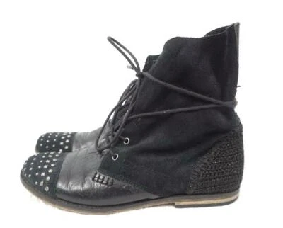 THE SAK USADO 7 BOTINES/BOTAS TOBILLERAS DE CUERO HOLGADAS DE GAMUZA NEGRAS CON TACHUELAS Foto 1 de 4