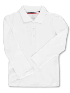French Toast Big Girls' L/S Stretch Pique Polo Shirt (Sizes 7 - 16) - Picture 1 of 2