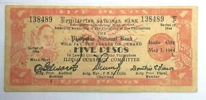 1944 PHILIPPINES 5 Pesos Banknote  (+FREE1 B/note) #10579