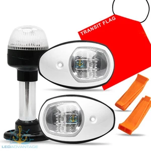 LUCES DE CABECERA DE PUERTO DE BARCO Y ESTRIBOR NAVEGACIÓN DE 12 V + 2 X SILBATO + 1 KIT DE BANDERA - Imagen 1 de 5